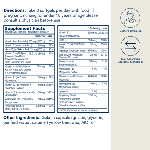 Active B Complex Multivitamin Minerals Softgels 90 Count