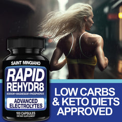 Rapid Rehydr8 Electrolyte Supplements Muscle Endurance Recovery 100 Capsules